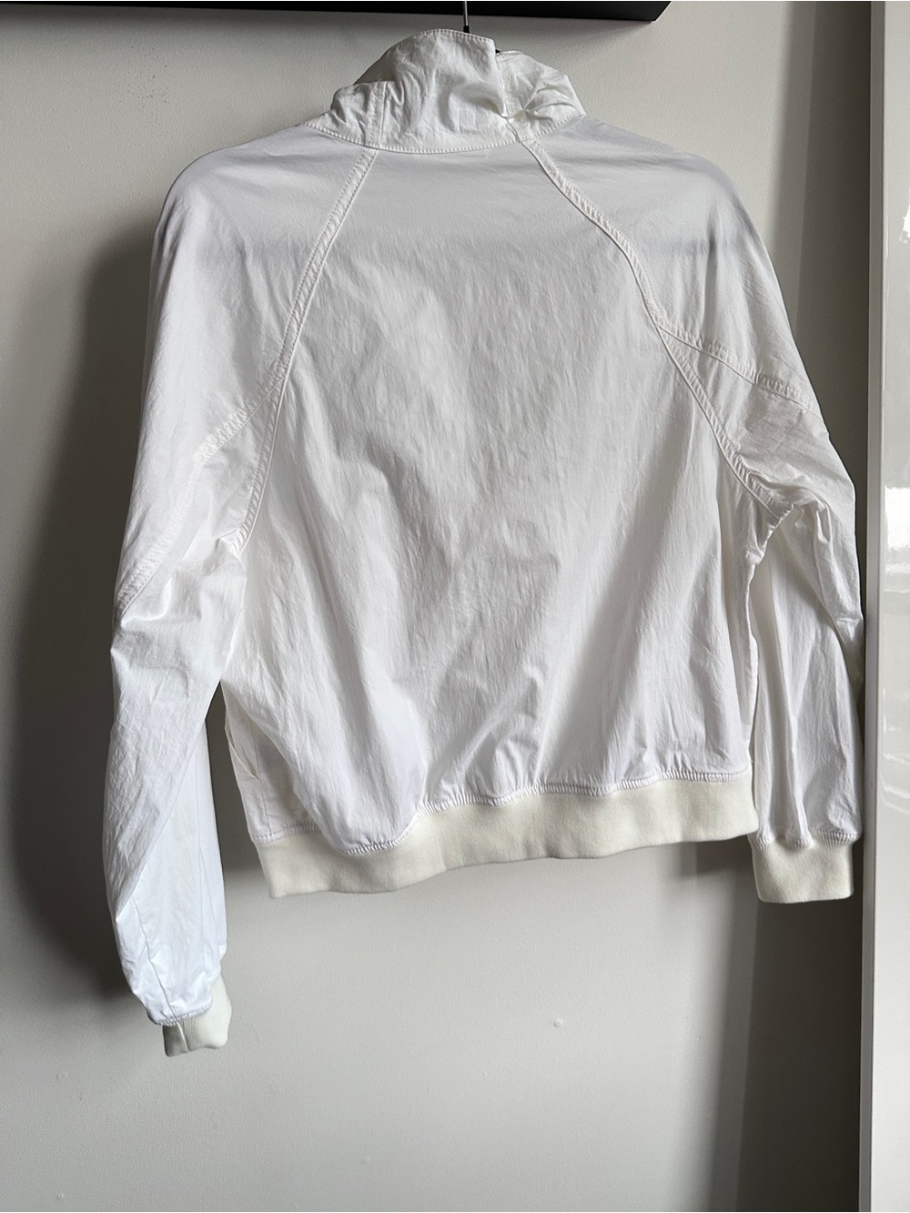 90s Minimalist White Popover Anorak Windbreaker Funnel Neck Jacket - Picture 6 of 10